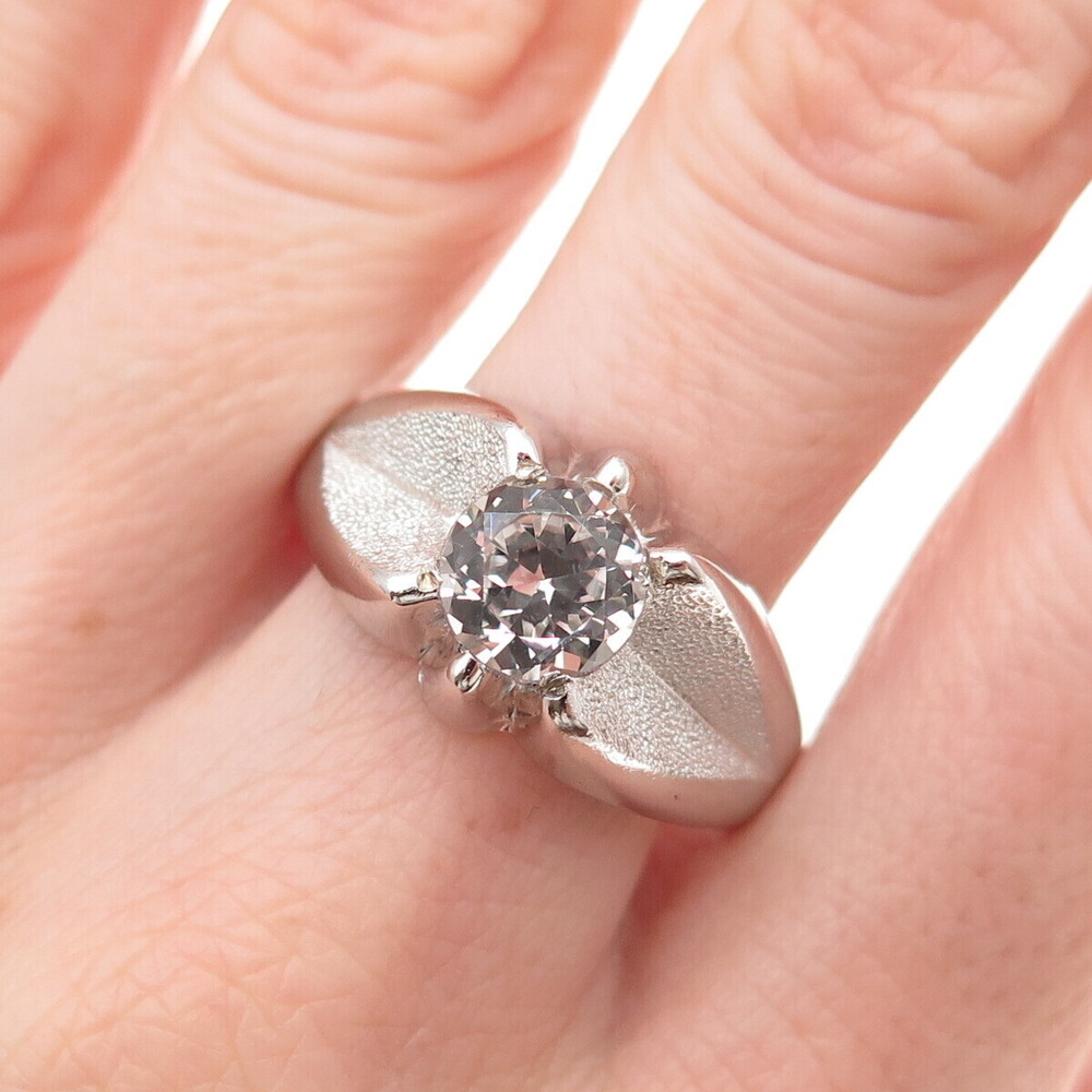 Vargas Sterling Silver Antique Art Deco Rhinestone Engagement Ring Size 11.75